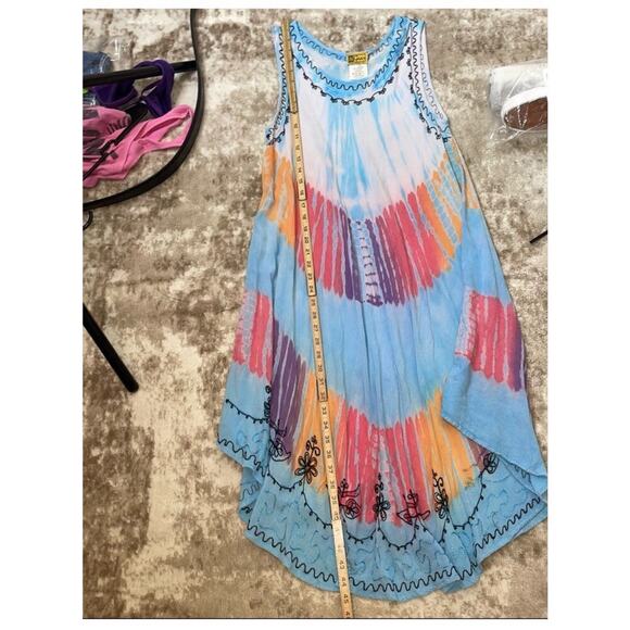 In Gear made in India asymmetrical Pastel colored pink & blue knee length SZ LG - Picture 6 of 7